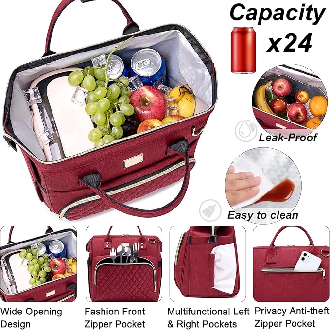 Artelaris Insulated Lunch Bag for Women Men, Large Reusable Lunch Box, Adult Leakproof Cooler Tote Bags Adjustable Strap for Work Picnic（16 Liters）
