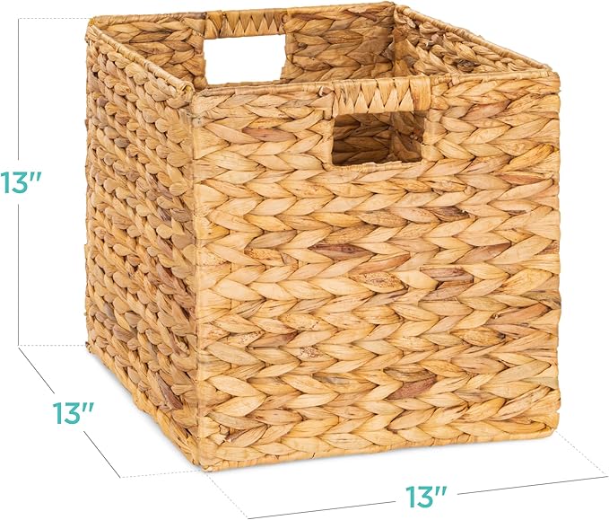 Best Choice Products 13x13in Pack of 5 Cube Storage Baskets, Water Hyacinth Multipurpose Collapsible Organizers, Handwoven Laundry Totes for Laundry, Living Room, Kids Room & Nursery - Natural