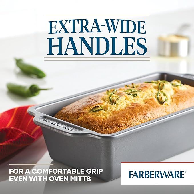 Farberware Bakeware Nonstick Baking Pans with Baking Sheets, Cake Pans, Meatloaf/Bread Pan, and Muffin Pan, 7 Piece Bakeware Set - Gray