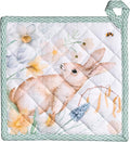 Maison d' Hermine Pot Holders 100% Cotton Heat Resistant Potholders 8" x 8" Hot Pads with Loop BBQ, Cooking, Baking, Grilling, Kitchen, Handling Hot Pans Spring/Summer (Pack of 1, Easter Dew)