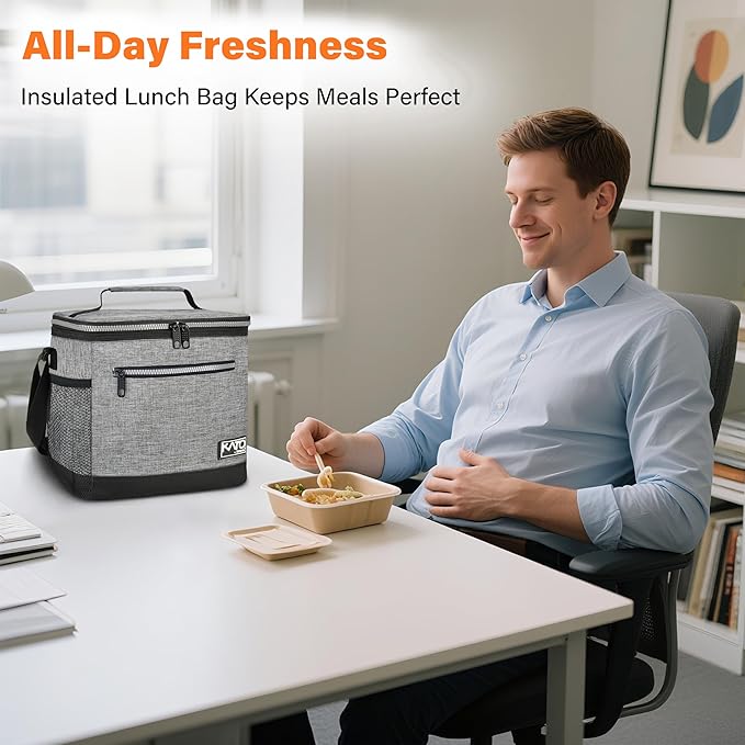 Tirrinia Insulated Lunch Box for Men/Women, Leakproof Lunch Bag for School Work, Enlarge Lunch Tote Kids Boys Girls Back to School, Soft Reusable Cooler Office Picnic Work Beach Camping with Shoulder