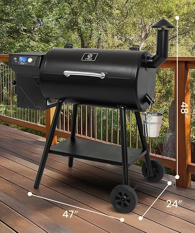 Z GRILLS ZPG-550B2 Wood Pellet Grill & Smoker with PID 2.1 Controller, 553 sq in Cooking Area, Meat Probe, Hopper Cleanout, 8 in 1 BBQ Grill Outdoor Auto Temperature Control, Black