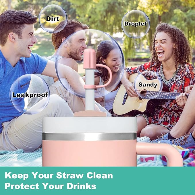 Adjustable Straw Cover Cap for Stanley, and Compatible with Simple Modern|Yeti|Hydro Flask|Reduce|Owala|Beast|Hydrapeak Tumbler Straw, All Brand of 6-12mm Straw, Straw Stopper Topper Accessories
