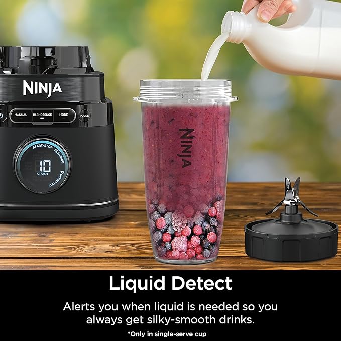 Ninja | All-in-One Blender & Food Processor | Best for Smoothies, Cookie Dough, Salsas, Cole Slaw & More | BlendSense Intelligence for Perfectly Smooth Results | 1800 Watt | Black | TB401