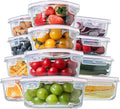 HOMBERKING 24pc Glass Food Storage Containers with Lids, Airtight Glass Bento Boxes, BPA Free & Leak Proof, Pantry Kitchen Storage (12 Lids & 12 Containers) - Pink