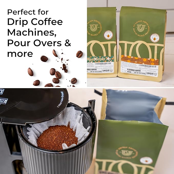 Pumpkin Spice Flavored Ground Coffee, 1 LB (16 oz) bag, Medium Roast, 100% Arabica Premium Quality Flavor