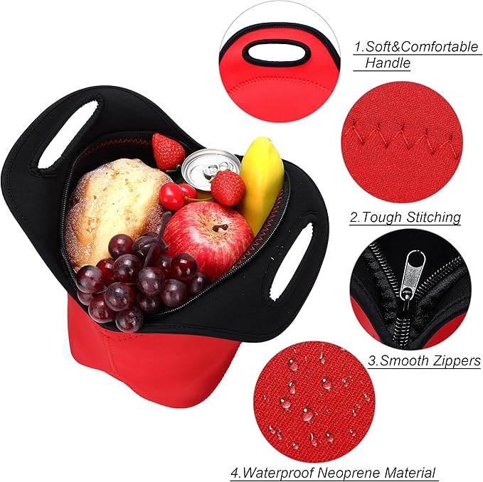 Neoprene Lunch Bag for Women Insulated Lunch Tote Bags Washable Lunch Container Box for Work Picnic Lightweight Meal Prep Bags for Men