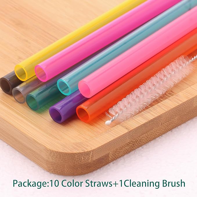 Dakoufish Replacement Straw for Stanley|Owala|Simple Modern 40oz 30oz Tumbler,10 Pack 15 Inch Reusable Straws With Cleaning Brush for Stanley Cup Accessorie,BPA Free,Dishwasher Safe (Mix color）