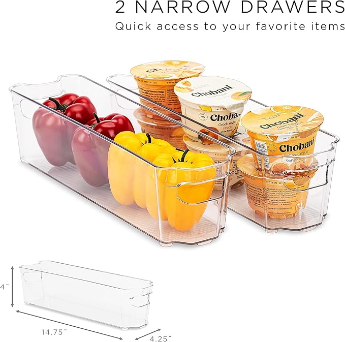 Sorbus Refrigerator Organizers and Storage Bins Set of 6 – Includes 2 Wide Bins, 2 Narrow Bins, Soda Can Organizer (12 Cans), and 14 Egg Holder – Clear Bins for Fridge Organization, Pantry, Freezer