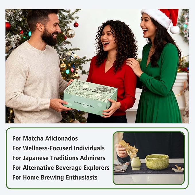 Matcha Whisk Bowl Set, 7PCS All-in-One Japanese Tea Set Includes Matcha Bowl with Spout, Bamboo Whisk (Chasen) with Stand, Scoop, Sifter, Complete Kit for Ceremony, Gift for Matcha Tea Lovers(Ivory)