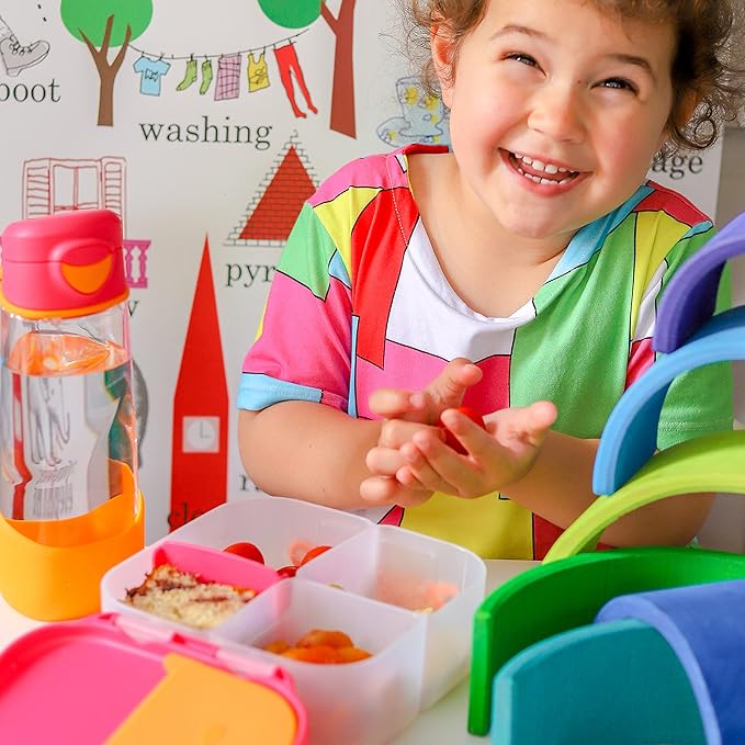 b.box Mini Lunch Box, Bento Box for Kids, Snack Container with 2 Leak Proof Compartments, Reusable Snack Containers with Lids, Kids Lunch Boxes Ages 3+, BPA Free, 4 1/4 Cup Capacity (Ocean Breeze)