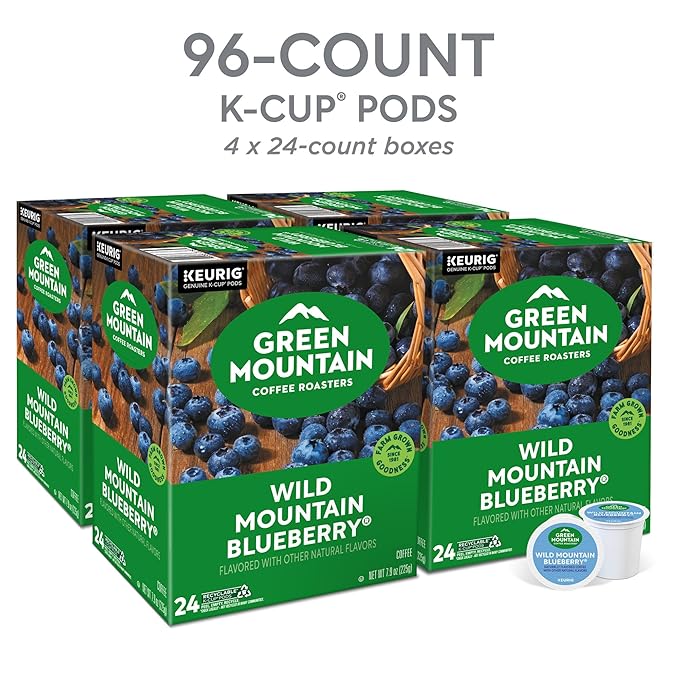 Green Mountain Coffee Roasters Wild Mountain Blueberry Keurig Single-Serve K-Cup pods, Light Roast Coffee, 96 Count