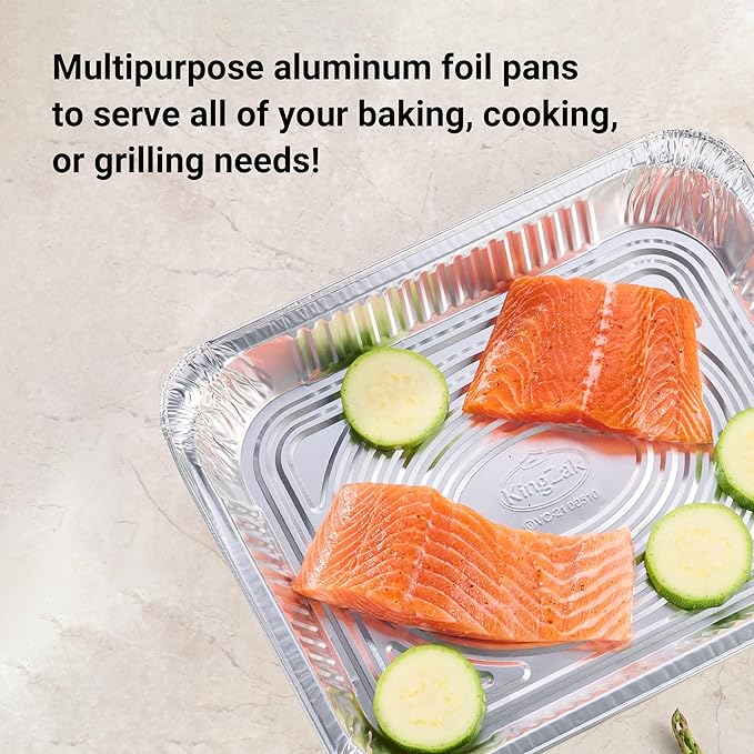 Aluminum Pans Half Size, 9X13, Extra Heavy Duty Disposable Foil Pans For Baking (100 Pack) Roasting & Chafing, Bulk Quantity for Caterers, Restaurants & Hotels For Buffets, Steam Table & Food Prepping