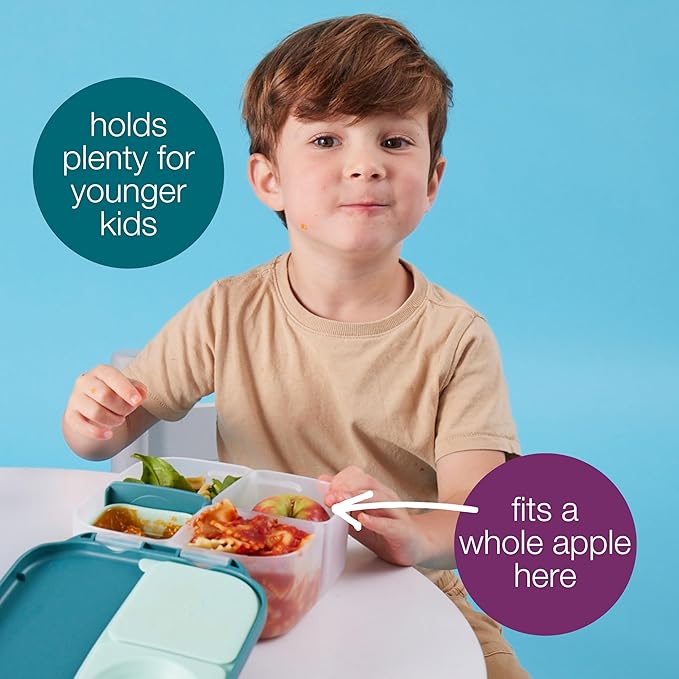 b.box Mini Lunch Box, Bento Box for Kids, Snack Container with 2 Leak Proof Compartments, Reusable Snack Containers with Lids, Kids Lunch Boxes Ages 3+, BPA Free, 4 1/4 Cup Capacity (Midnight)