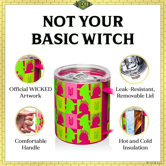 Dragon Glassware x Wicked 12 oz Stainless Steel Camp Mug with Lid - Insulated Camping Mug for Coffee, Tea, Matcha, Hot Beverages - Pink