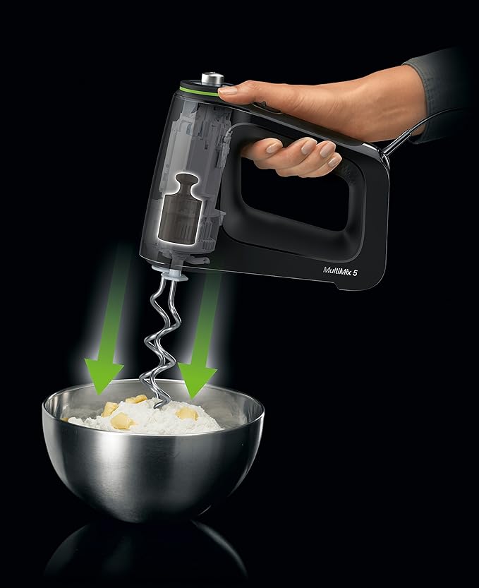 Braun MultiMix 5 Hand Mixer, 350W Electric Mixer with SmartMix Technology, 9-Speed + Turbo, MultiWhisk & Dough Hooks, Lightweight Soft-Grip Design, Black
