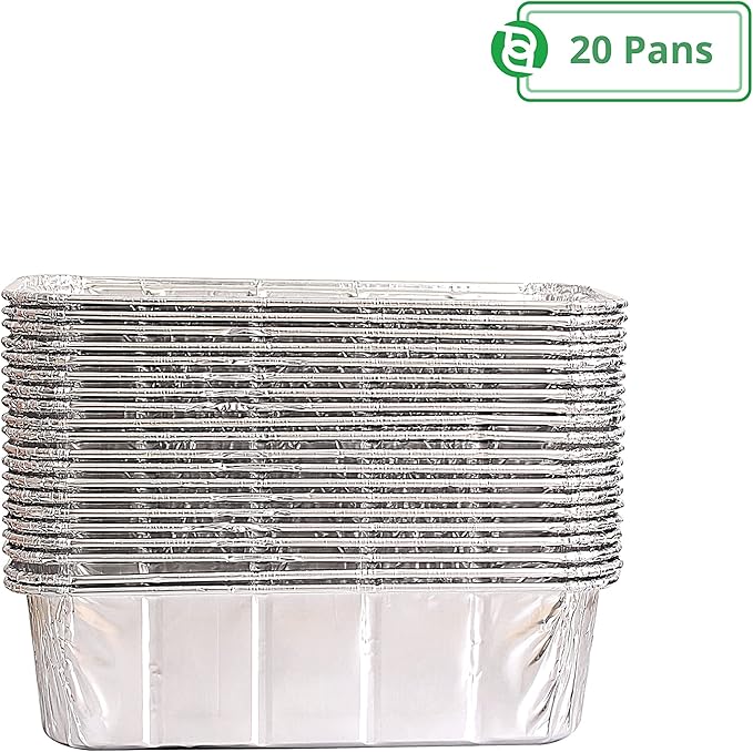 PARTY BARGAINS 2 Lb Aluminum Loaf Pan - 20 Pack, 8.5" x 4.5" x 2.5" Heavy Duty Disposable Bread Pans for Perfect for Baking, Lasagna, Meatloaf & Food Serving (Max 240°C)