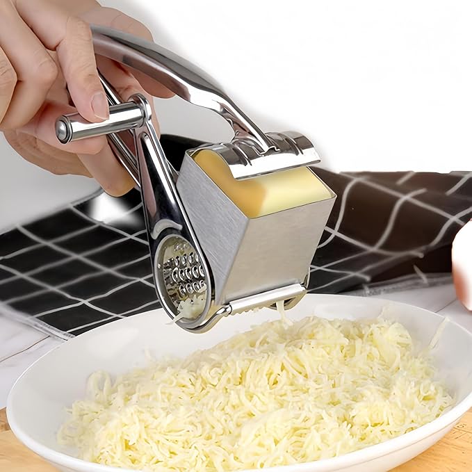 Manual Rotary Cheese Grater Stainless Steel Parmesan Grater, Hand Crank Cheese Graters, Cheese Shredder Slicer Handheld for Hard Cheese Chocolate Nuts Kitchen Parmesan
