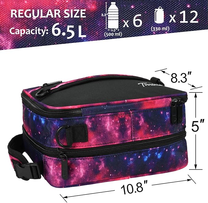 Tirrinia Expandable Insulated Lunch Bag for Men Women – Leakproof Reusable Cooler LunchBox for Kids & Adults with Shoulder Strap, Perfect for Work, School, Office, Travel,Starlight