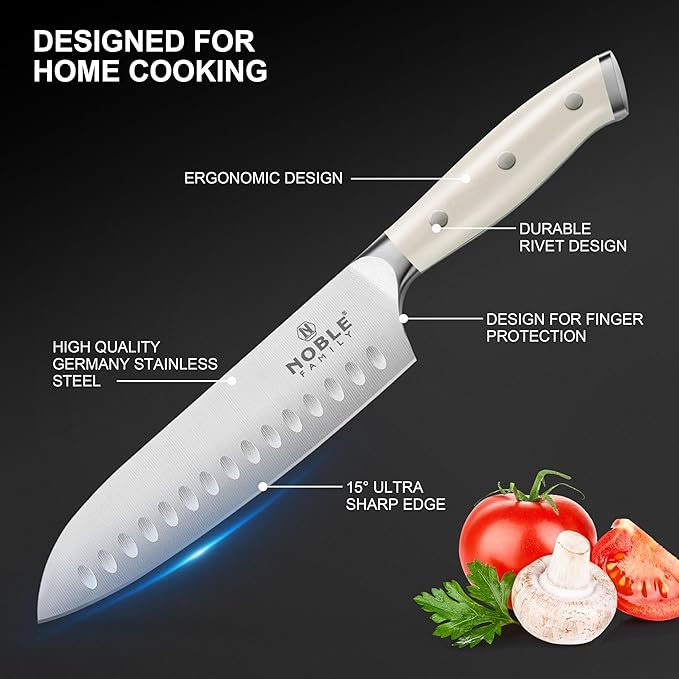 In-drawer Knife Block Set, 16PCS Kitchen Knife Set with Wooden Block, Chopping Knives Set, Stainless Steel Knife Block Set, Sharp Cooking Knife Set with Cutting Board, Rust Proof, White