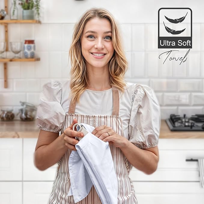 ZOYER Flour Sack Towels 28" x 28", 4 Pack - 100% Cotton Dish Towel - Machine Washable TeaTowels, Ultra Absorbent BarTowels, Dish Cloth Perfect for Drying Dishes & Cleaning - White