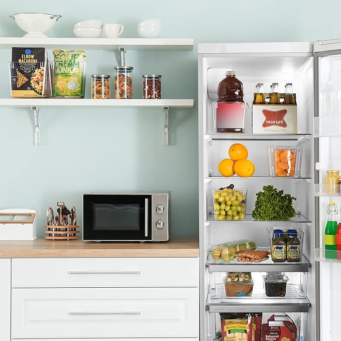 ClearSpace Clear Plastic Storage Bins – Perfect Kitchen Organization and Storage or Pantry Storage – Fridge Organizer, Pantry Organization and Clear Storage Bins, Cabinet Organizers