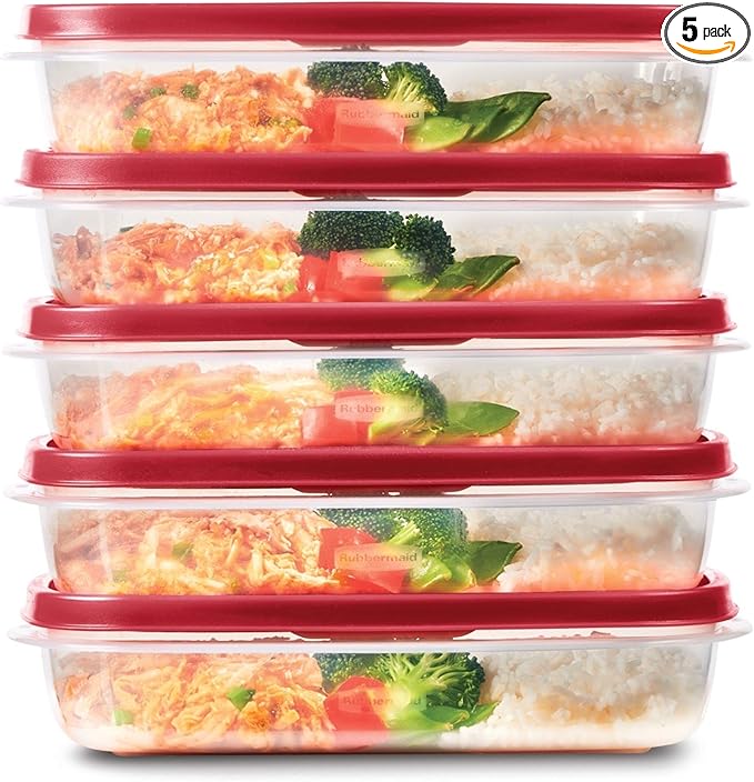 Rubbermaid EasyFindLids Meal Prep Containers 5.5 Cup Red