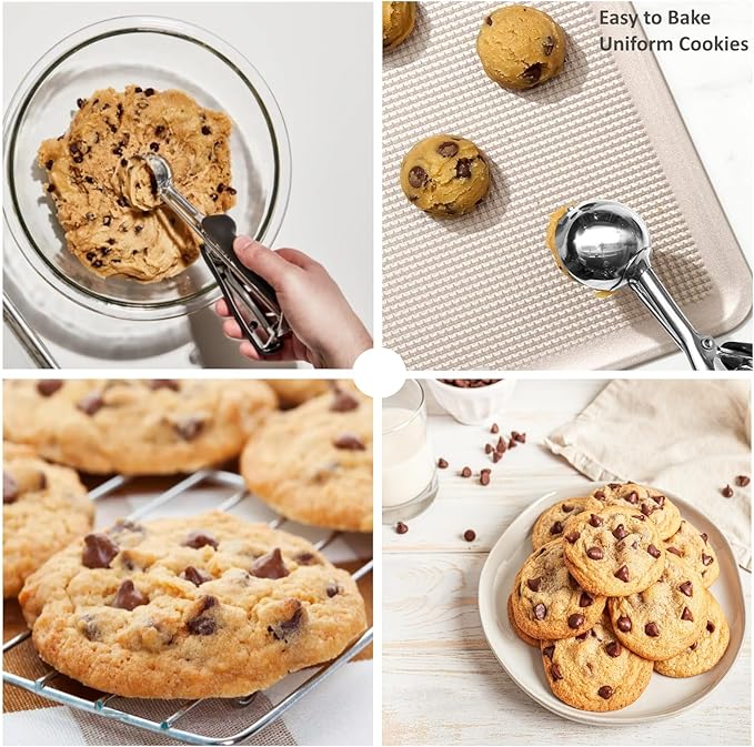 Cookie Scoop, Ice Cream Scoop, Cookie Scoops for Baking, 18/8 Stainless Steel Cookie Scooper for Baking, Cookie Dough Scoop, Ice Cream Scooper with Trigger Release, Non-slip Grip (42MM)…