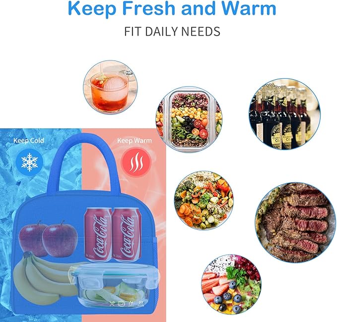 DALINDA Lunch Bag Lunch Box for Women Men Reusable Insulated Lunch Bags for Adults,Water-Resistant Cute Cooler Lunch Tote Bag, Large Capacity for Work Travel Picnic, jewel blue