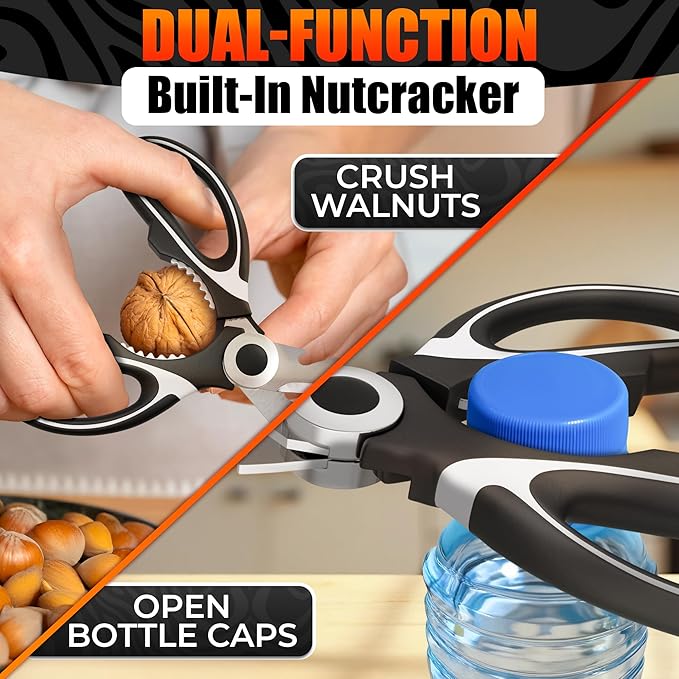 Kitchen Shears for Food Heavy Duty – Kitchen Scissors All Purpose with Cover, 2CR13 Stainless Steel Blades, Rust-Resistant Utility Scissors with Bottle Opener – Cuts Fish, Meat, Nuts & Vegetables