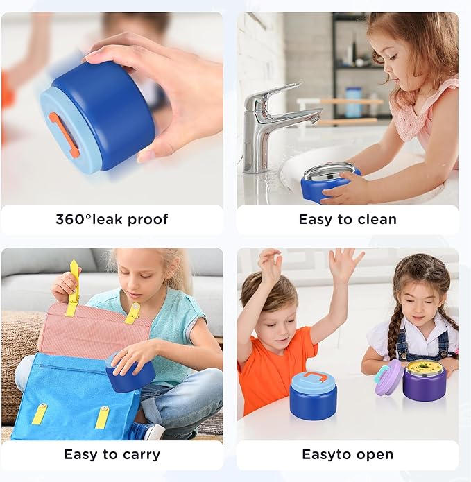 MAISON HUIS 8oz Soup Thermo Wide Mouth Vacuum Insulated Thermo Food Jar, Leak Proof Stainless Steel Thermo for Hot&Cold Food Kids Food Lunch Soup Container for School Travel