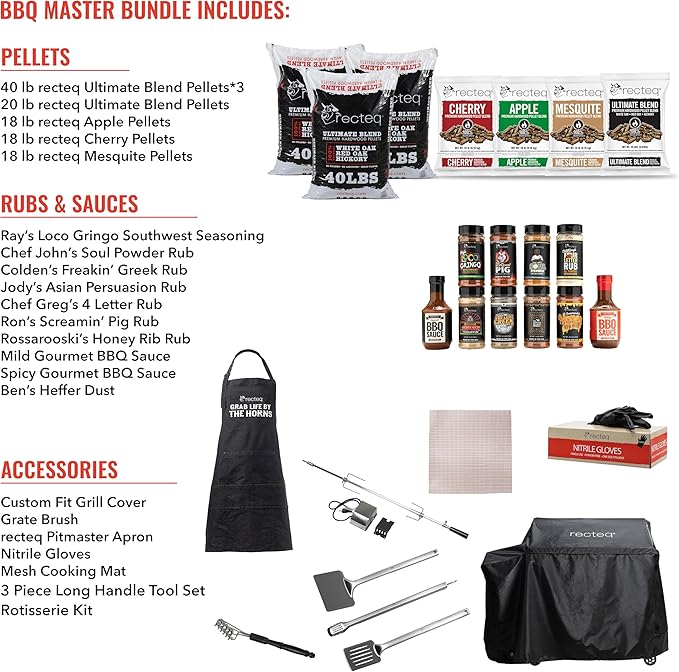 recteq X-Fire Pro 825 Wood Pellet Smoker Grill, Wi-Fi Electric Pellet Grills, Dual Cooking Modes for Hot and Fast + Low and Slow Cooking (Grill + Master Bundle)