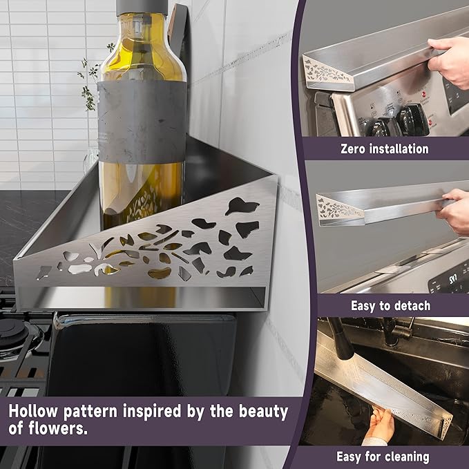 30" Magnetic Stove Top Shelf – Stainless Steel Spice Rack and Seasoning Organizer – Kitchen Shelf for Back of Stove – Over Stove Rack and Storage Organizer