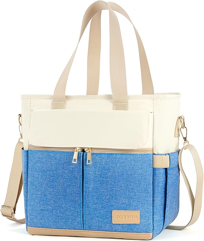 JOYHILL Lunch Bag for Women, Lunch Tote Leakproof Insulated Lunch Box with Shoulder Strap, Adult Reusable Lunch Cooler Tote Bags for Work Picnic Camping Beach (I-LIGHT BLUE)