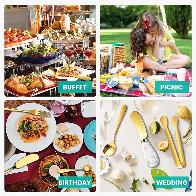 Charcuterie Board Accessories With 3 Oz Ceramic Dip Bowls, Ceramics Handle Gold Cheese Spreader Butter Knive Set Kit, Mini Tongs, Spoons, Forks,Honey Dipper, Cocktail Picks