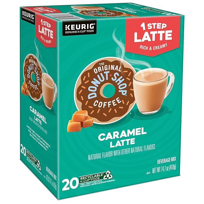 The Original Donut Shop Caramel One-Step Latte, Keurig Single Serve K-Cup Pods, 20 Count