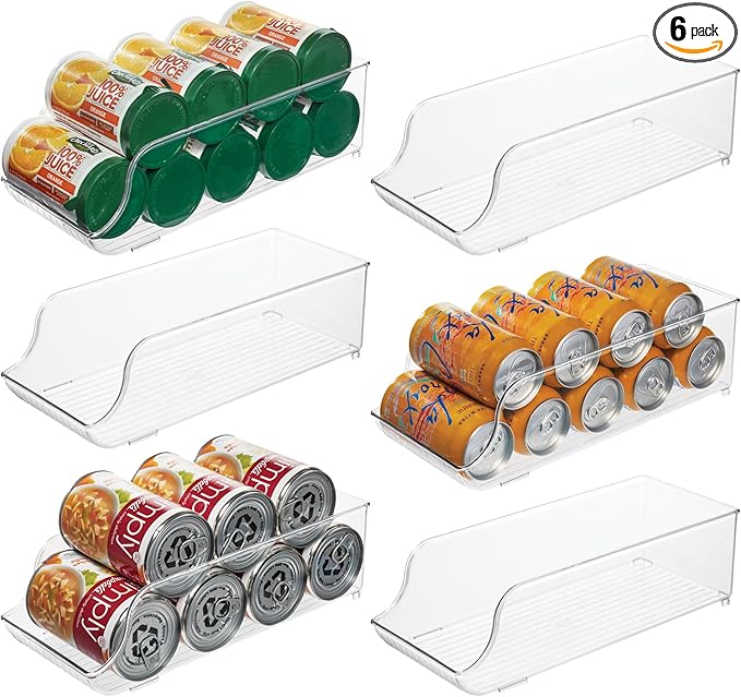 iDesign Soda Can Dispenser for Refrigerator or Pantry - Set of 6 - Clear - Made in USA