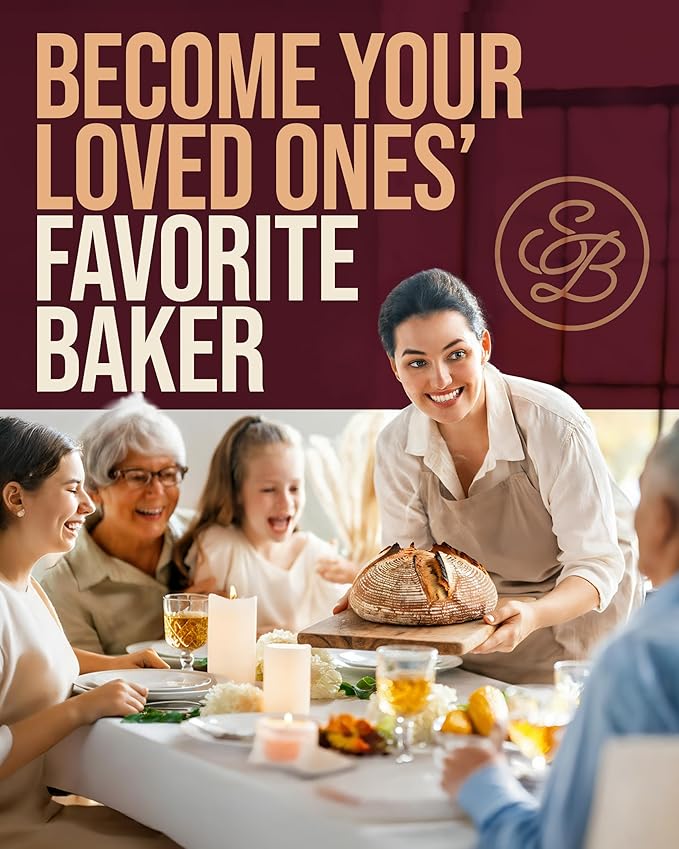 Superbaking Banneton Bread Proofing Basket Set of 2, 9" Splinter-Free Round Rattan Bread Basket with Liners, Sourdough Starter Kit, Sourdough Bread Baking Supplies & Sourdough Kit, Bread Making Tools