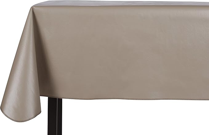 Yourtablecloth Heavy Duty Vinyl Rectangle or Square Tablecloth – 6 Gauge Heavy Duty Tablecloth – Flannel Backed – Wipeable Tablecloth with Vivid Colors & Many Sizes 52 x 70 Stone
