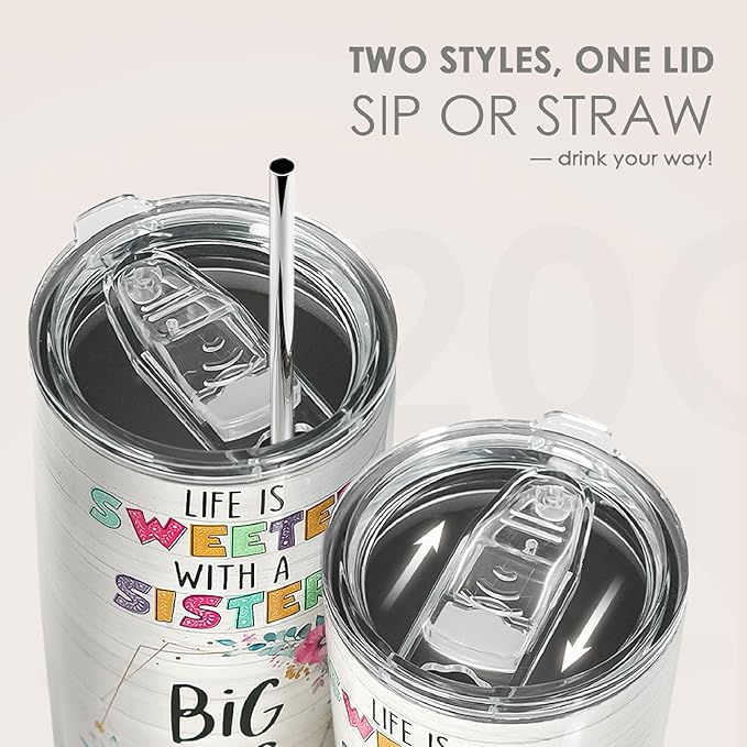 SANDJEST Sister Gifts - Sister Stainless Steel 20oz Tumbler, Insulated Travel Mug, Gifts for Birthday, Christmas, Women, Girls, Best Friends