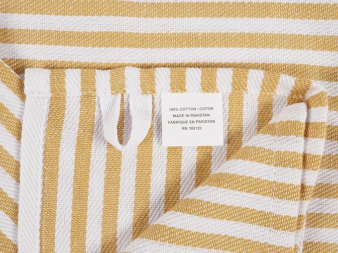 KAF Home Premium Kitchen Towels (18" x 28"), Large 100% Cotton, Flat & Terry Absorbent Dish Towel Set (Honey, 18 x 28-6 Pack)