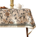 ISAENNE Designer Vintage Linen Long Rectangle Tablecloth,Floral and Bird Pattern Elegant Table Cloth,Fall Wrinkle Resistant Decor Tablecloths for Dining Kitchen Christmas,63"*94"-Murad A