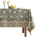 ISAENNE Designer Grayish Green Linen Small Tablecloth Rectangular,Floral Stain Resistant Table Cloth,Fall Vintage Decor Tablecloths for Dining Thanksgiving Kitchen Party,55"*71"-Andrew A