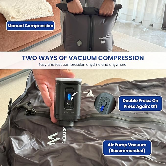 Vacuum Bags for Travel, IP67 Reusable Vacuum Seal Bags for Clothing with Electric Pump, Vacuum Seal Packing cube for Suitcases, Backpack & Travel (1PC+Pump)