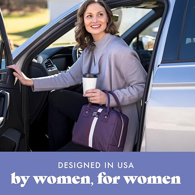 Fit & Fresh Lunch Bag For Women, Insulated Womens Lunch Bag For Work, Leakproof & Stain-Resistant Large Lunch Box For Women With 2 Large Containers, Zipper Closure Bloomington Lunch Bag, Plum Stripe