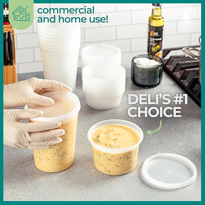 JoyServe Deli Food Storage Containers with Lids - (48 Sets) 24-32 Oz Quart Size & 24-16 Oz Pint Size Plastic Airtight Takeout Meal Prep Storage, BPA-Free, Dishwasher, Microwave Safe