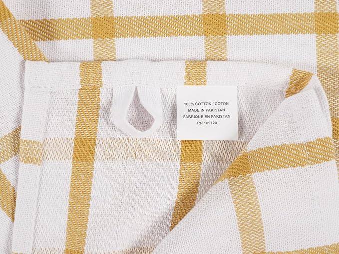 KAF Home Premium Kitchen Towels (18" x 28"), Large 100% Cotton, Flat & Terry Absorbent Dish Towel Set (Honey, 18 x 28-6 Pack)