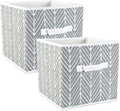 DII Non Woven Storage Collection Polyester Herringbone Bin, Large Set of 2, Gray, 2 Piece