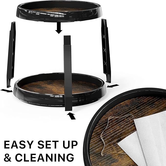 Simple Houseware 2-Tier Lazy Susan Spice Organizer, 10-Inch Diameter, Rustic Brown