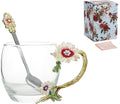 Handicraft Crystal Glass 3D Flower Cups Tea Mug With Tea Spoon Women Coffee, Tea, Juice, Beer, Milk Hot And Cold Drinks Use Gift Package. (Chrysanthemum, 11 OZ)